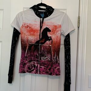 Rock &roll cowboy jacket zips up front with bling has hood